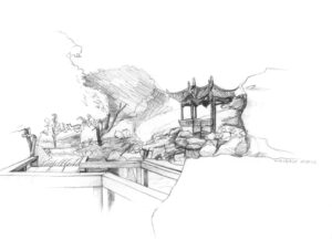 Chinese Gardens Illustration - Distance