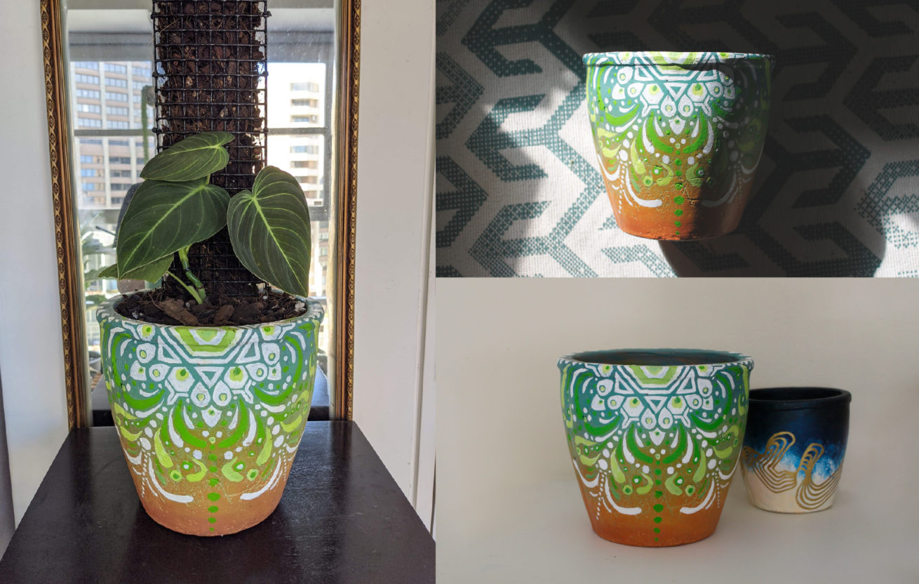 Karmaela Design - Painted Mandala Pot - Insitu